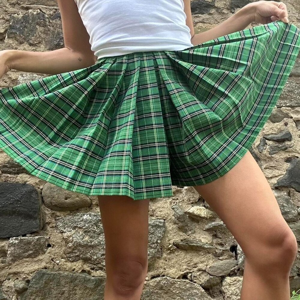 NWT Maje Green Plaid Skort